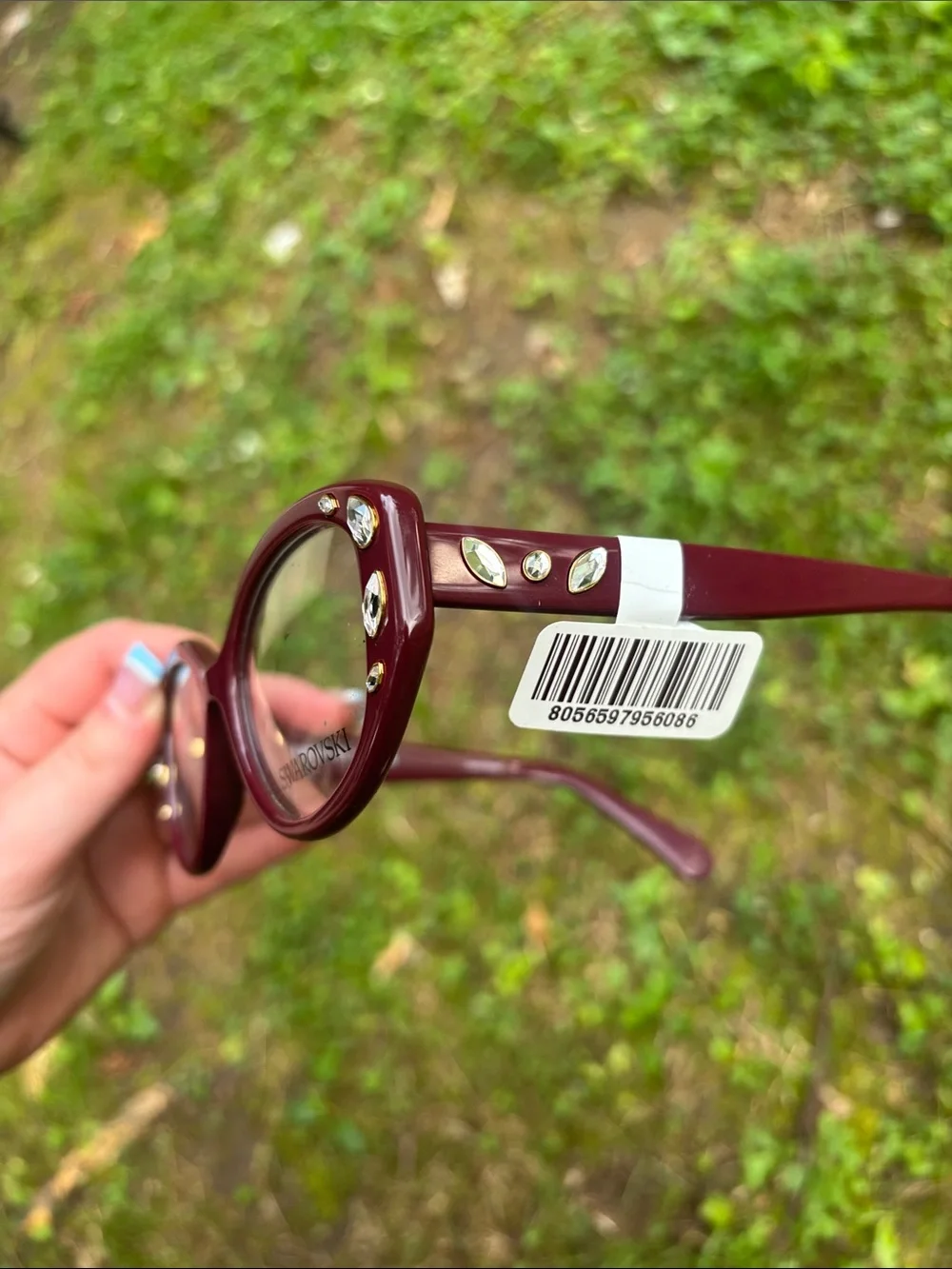 Swarovski Women's Burgundy Crystal-Embellished Fashion Glasses